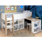 Halfhoogslaper Finland van PS Slapen in wit of eiken, inclusief bureau en opbergruimte
