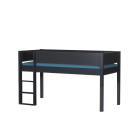 Halfhoogslaper Frej in het zwart van PS Slapen met uitvalbeveiliging en stevige ladder