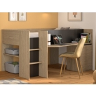 Halfhoogslaper Zwart Nael Eiken met Bureau en Opbergruimte