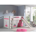 Halfhoogslaper met glijbaan (wit) met tent in prinsessen thema van PS Slapen