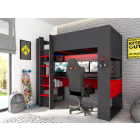 Hoogslaper Gamingbed 'The Cube 5050' - 90x200 - in antraciet en rood