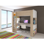 Hoogslaper Twist met bureau en veilige trap in lichteiken en wit voor tienerkamer