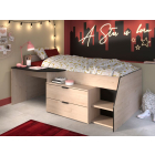 Kajuitbed met bureau zwart eiken Milky