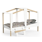 Wit Kinderbed Cabane 90x200 met dak en lattenbodem.