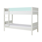 Manis-H Stapelbed Huxie wit met blauwe uitvalbeveiliging.