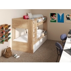Stapelbed Matis in wit/blank kastanje, modern Scandinavisch design voor de kinderkamer met stevige ladder.