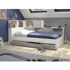 Tienerbed Erwann Wit-Grijs met opbergruimte van PS Slapen