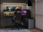 Hoekbureau Wortex Shadow Grey van Parisot. Modulair gaming bureau met LED-verlichting en opbergruimte.