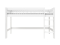 Witte halfhoogslaper Lifetime Breeze (2625-10) van hout. Voorzien van rechte ladder en open frame/opbergruimte onder het bed.