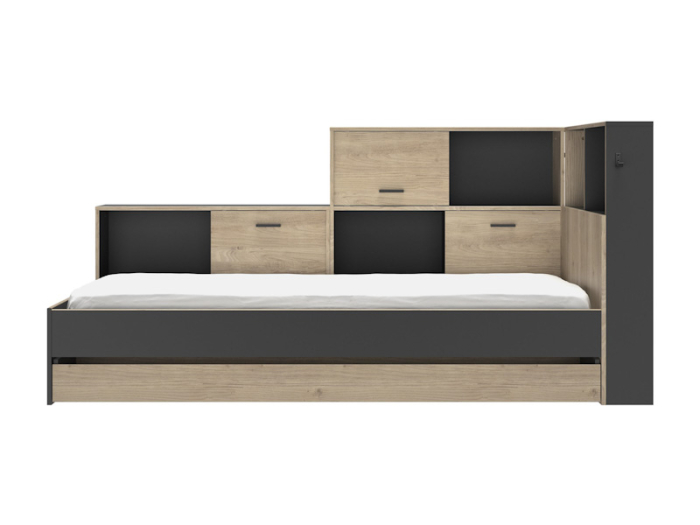 Uittrekbare opberglade onder het Tienerbed met opbergruimte voor beddengoed of speelgoed.