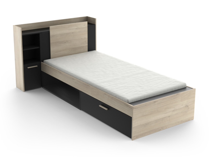 eenpersoonsbed life zwart eiken