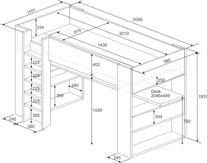 Hoogslaper Twist 1651 1652 afmetingen_PSSlapen