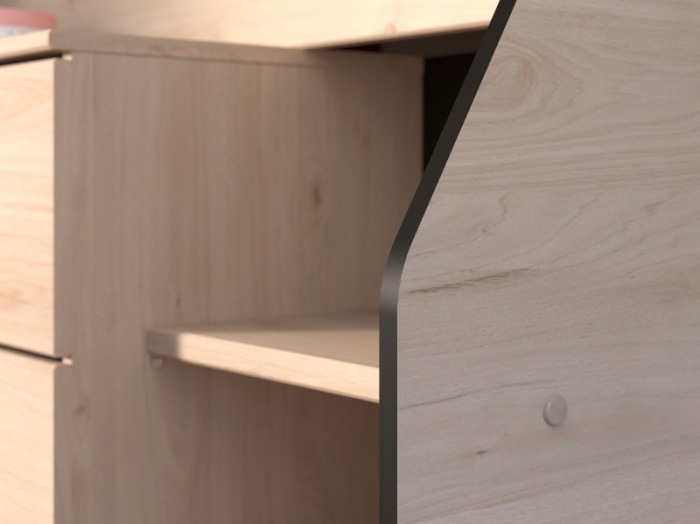 Kajuitbed 90x200_Milky_Zwart-Eiken-Trapdetail