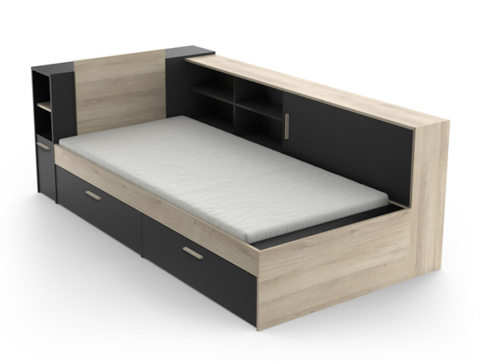 Life tienerbed zwart eiken_385305_PSSlapen