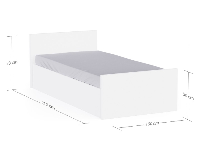 Eenpersoonsopbergbed Clyde afmetingen 210x73x50 cm.