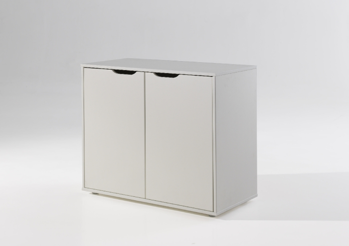 Halfhoogslaper met bureau en boekenkast en 2 deurskastje wit Pino 