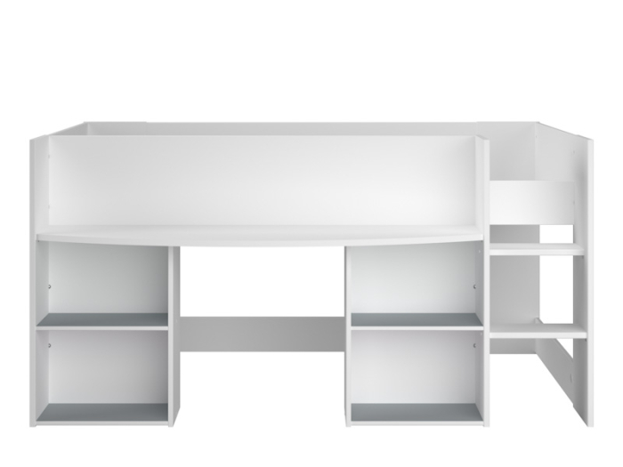 Opbergruimte kinderkamerbed Pirouette met vier opbergvakken grijs.