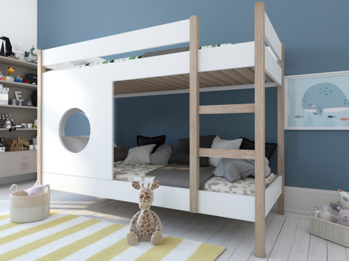 Stapelbed ALTO_wit_met zij en voor paneel_PSSlapen