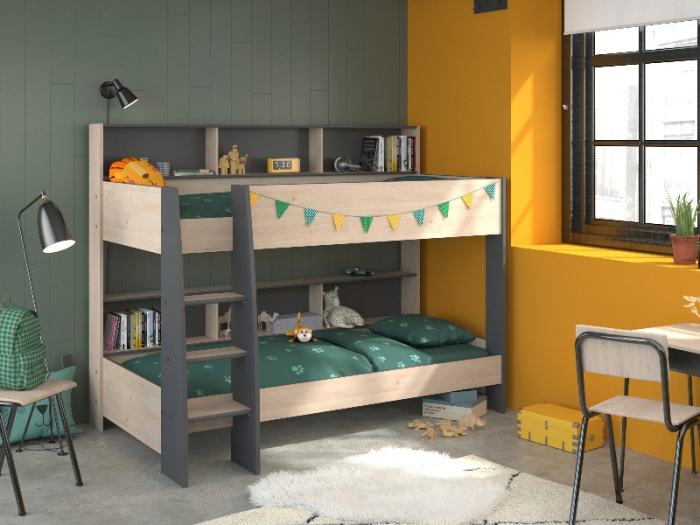 Stapelbed kinderen eik/grijs Leo 