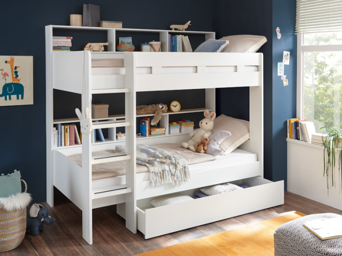 Stapelbed_WIt_Jusa_zijaanzicht met open bedlade_PSSlapen