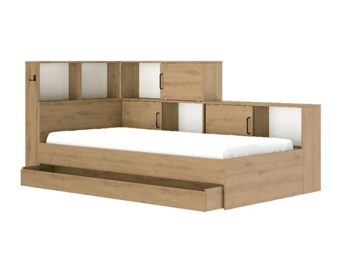 Grote opberglade van het Erwann bed in Artisan Eiken look.