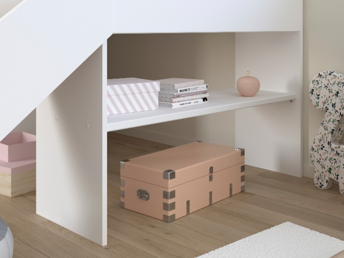 Halfhoogslaper met glijbaan wit/eik - Tobo