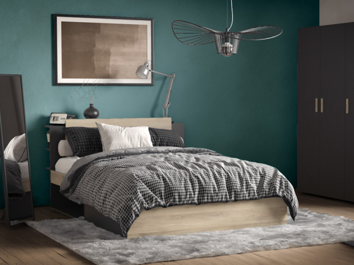 tweepersoonsbed met opbergruimte life zwart eiken  