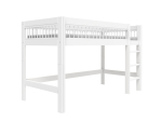 Witte halfhoogslaper Lifetime Breeze (2625-10) van hout. Voorzien van rechte ladder en open frame/opbergruimte onder het bed.