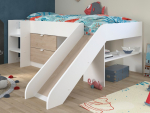 Halfhoogslaper Tobo van PS Slapen, inclusief lades, legplank en glijbaan