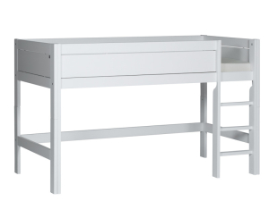 LifeTime halfhoogslaper wit gelakt van PS Slapen, inclusief rollattenbodem 