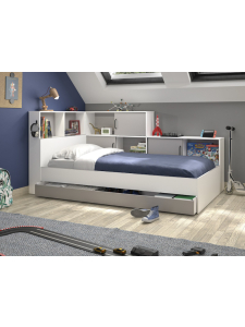 Tienerbed Erwann Wit-Grijs met opbergruimte van PS Slapen